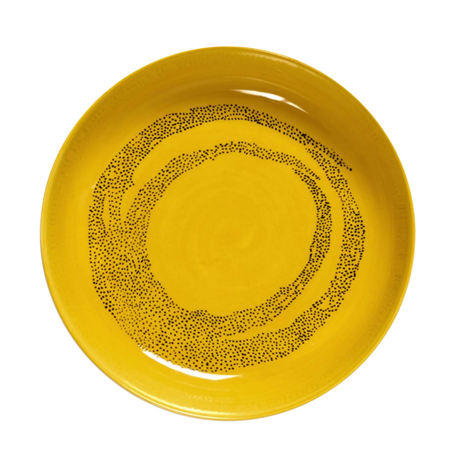 Ottolenghi Feast High Plate Sunny Yellow Swirl Dots Black Set Of 2